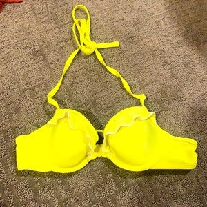 Neon Yellow Ruffled Aerie Bikini Top